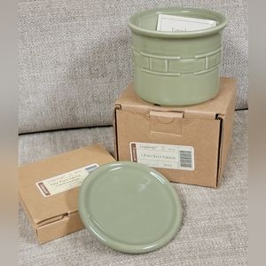 Longaberger 1 pint Salt Crock with Lid - Sage